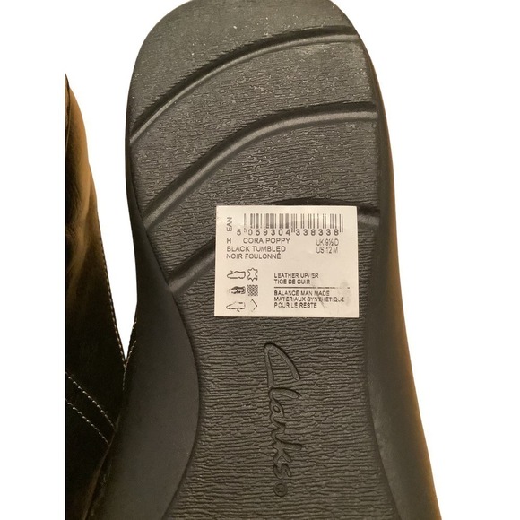 CLARKS COLLECTION ULTIMATE COMFORT WOMEN’S CORA BLACK LEATHER SHOES 12M NWOB - Picture 8 of 9